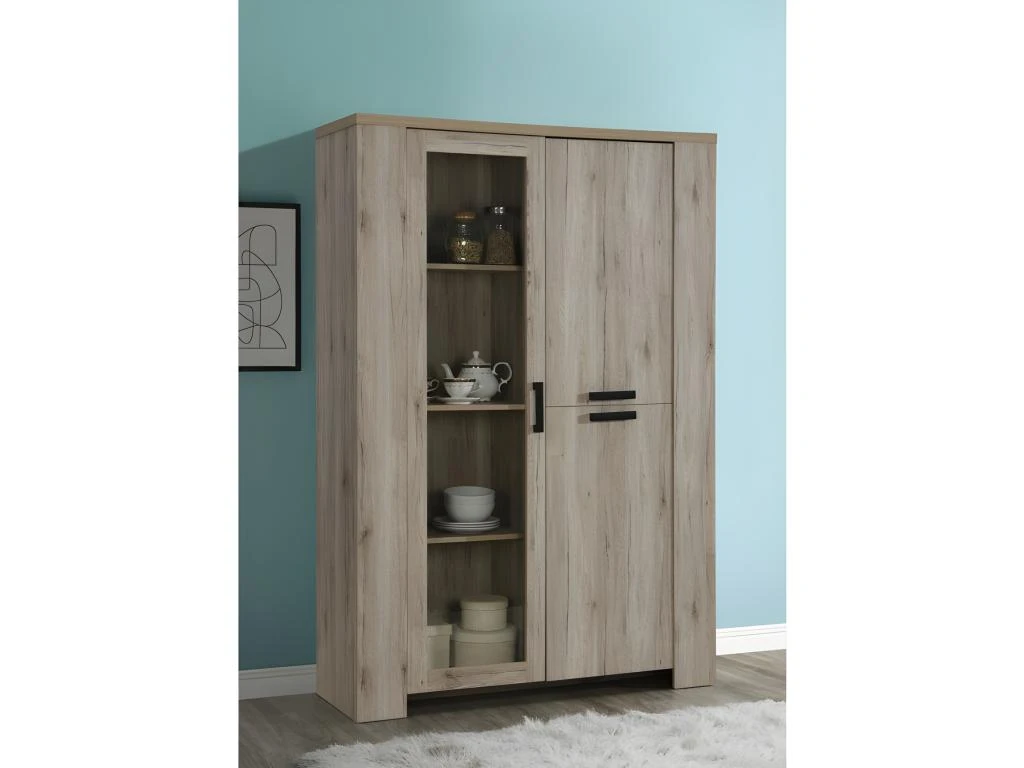 Vitrine Trois Portes Style Rustique Collection VERMONT Coloris Chêne. 3 Vitrine Trois Portes Style Rustique Collection VERMONT Coloris Chêne.