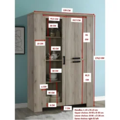 Vitrine Trois Portes Style Rustique Collection VERMONT Coloris Chêne. 7 Vitrine Trois Portes Style Rustique Collection VERMONT Coloris Chêne. -Pas Cher Mobiliora Magasin bibliotheque vitrine et etagere 8927253