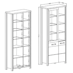 Vitrine Collection WINDSOR. Couleur Gris Anthracite Et Chêne Foncé. 11 Vitrine Collection WINDSOR. Couleur Gris Anthracite Et Chêne Foncé. -Pas Cher Mobiliora Magasin bibliotheque vitrine et etagere 8927293