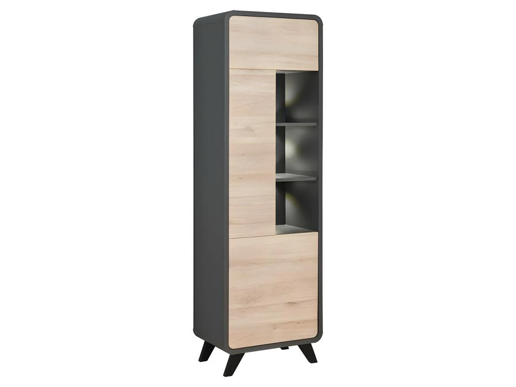 Vitrine Haute Avec LED Collection OASIS. Coloris Gris Et Bois. Meuble Design Idéal Pour Votre Salle à Manger 3 Vitrine Haute Avec LED Collection OASIS. Coloris Gris Et Bois. Meuble Design Idéal Pour Votre Salle à Manger