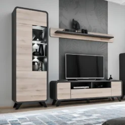 Vitrine Haute Avec LED Collection OASIS. Coloris Gris Et Bois. Meuble Design Idéal Pour Votre Salle à Manger 10 Vitrine Haute Avec LED Collection OASIS. Coloris Gris Et Bois. Meuble Design Idéal Pour Votre Salle à Manger -Pas Cher Mobiliora Magasin bibliotheque vitrine et etagere 8927403