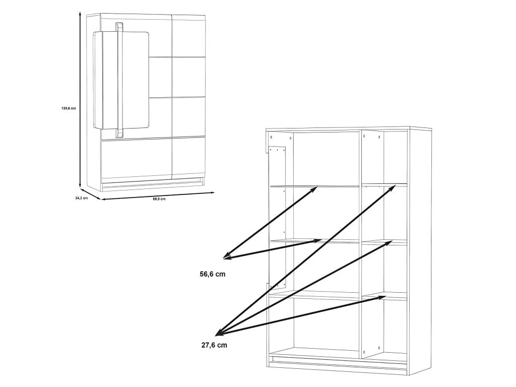 Vitrine 2 Portes Blanc Laqué Et Décor Chêne Naturel - ALEXIANE 6 Vitrine 2 Portes Blanc Laqué Et Décor Chêne Naturel - ALEXIANE – Image 4