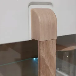 Vitrine 2 Portes Blanc Laqué Et Décor Chêne Naturel - ALEXIANE 11 Vitrine 2 Portes Blanc Laqué Et Décor Chêne Naturel - ALEXIANE -Pas Cher Mobiliora Magasin bibliotheque vitrine et etagere 8927425