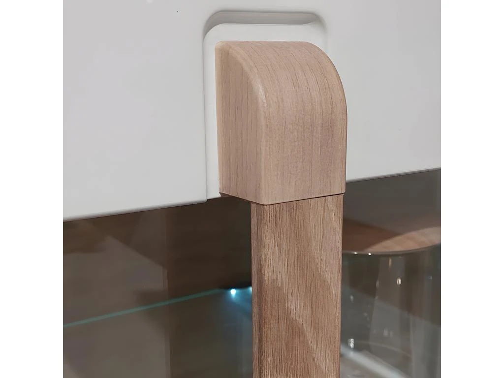 Vitrine 2 Portes Blanc Laqué Et Décor Chêne Naturel - ALEXIANE 7 Vitrine 2 Portes Blanc Laqué Et Décor Chêne Naturel - ALEXIANE – Image 5