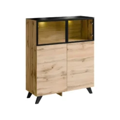 VITRINE Basse TINO + LED. Meuble Déco Type Scandinave, Design Pour Votre Salon.