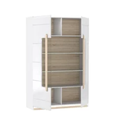 Vitrine 2 Portes Laquée Blanche Et Décor Chêne Naturel - ALEXIANE 9 Vitrine 2 Portes Laquée Blanche Et Décor Chêne Naturel - ALEXIANE -Pas Cher Mobiliora Magasin bibliotheque vitrine et etagere 8927537