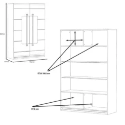 Vitrine 2 Portes Laquée Blanche Et Décor Chêne Naturel - ALEXIANE 10 Vitrine 2 Portes Laquée Blanche Et Décor Chêne Naturel - ALEXIANE -Pas Cher Mobiliora Magasin bibliotheque vitrine et etagere 8927539