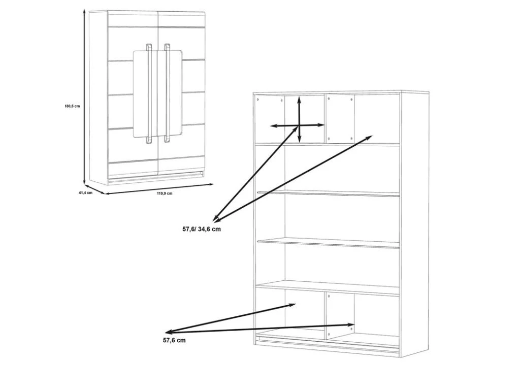 Vitrine 2 Portes Laquée Blanche Et Décor Chêne Naturel - ALEXIANE 6 Vitrine 2 Portes Laquée Blanche Et Décor Chêne Naturel - ALEXIANE – Image 4