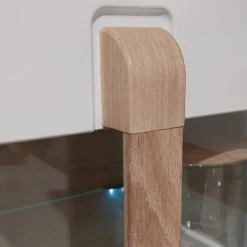 Vitrine 2 Portes Laquée Blanche Et Décor Chêne Naturel - ALEXIANE 11 Vitrine 2 Portes Laquée Blanche Et Décor Chêne Naturel - ALEXIANE -Pas Cher Mobiliora Magasin bibliotheque vitrine et etagere 8927541