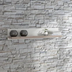 Etagère Murale 205 Cm Décor Chêne Blanchi - ANGELE -Pas Cher Mobiliora Magasin bibliotheque vitrine et etagere 8928007