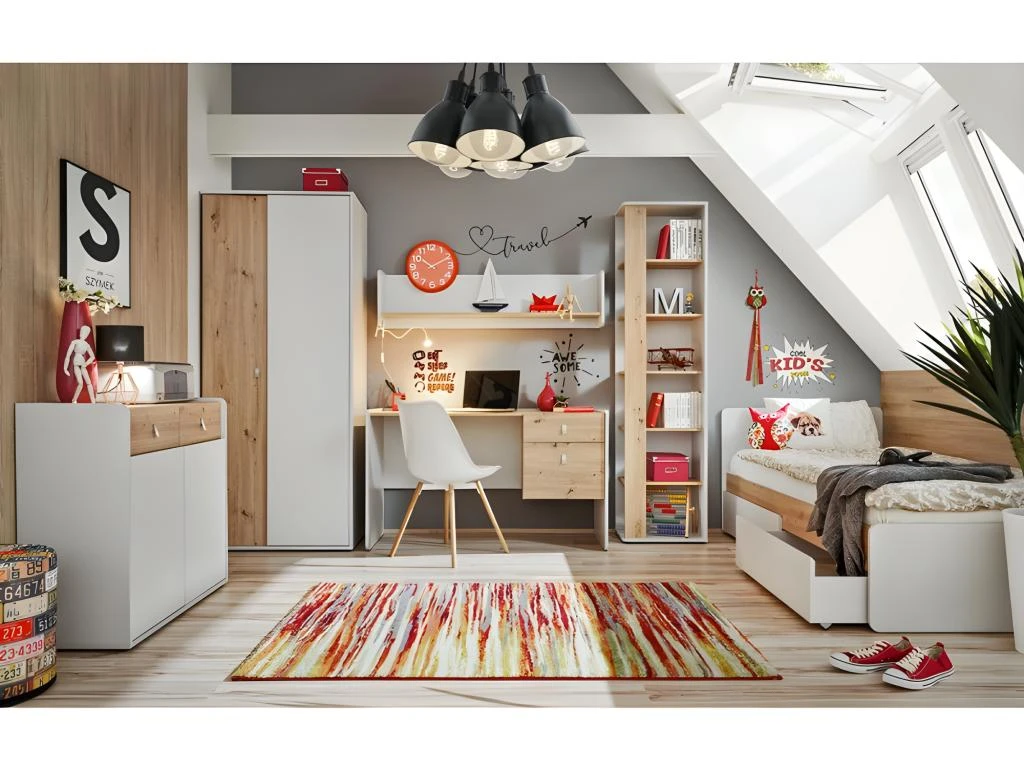 Etagère Pour Chambre Ado Ou Enfant. Collection BIBOU. Coloris Gris Et Chêne 4 Etagère Pour Chambre Ado Ou Enfant. Collection BIBOU. Coloris Gris Et Chêne – Image 2