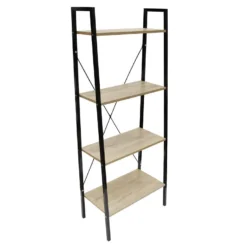 DARA - Etagère 4 Plateaux Métal Et Aspect Bois