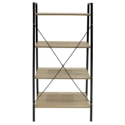 DARA - Etagère 4 Plateaux Métal Et Aspect Bois -Pas Cher Mobiliora Magasin bibliotheque vitrine et etagere 9166017