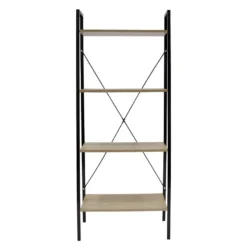 DARA - Etagère 4 Plateaux Métal Et Aspect Bois -Pas Cher Mobiliora Magasin bibliotheque vitrine et etagere 9166021