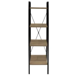 DARA - Etagère Simple 4 Plateaux Métal Et Aspect Bois 9 DARA - Etagère Simple 4 Plateaux Métal Et Aspect Bois -Pas Cher Mobiliora Magasin bibliotheque vitrine et etagere 9166091