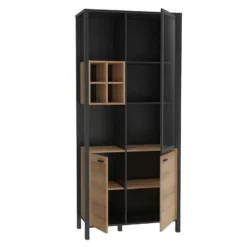 Vitrine H194 Cm Décor Noir Et Effet Chêne Avec Poignées Noir - MODE 9 Vitrine H194 Cm Décor Noir Et Effet Chêne Avec Poignées Noir - MODE -Pas Cher Mobiliora Magasin bibliotheque vitrine et etagere 9171037