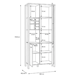 Vitrine H194 Cm Décor Noir Et Effet Chêne Avec Poignées Noir - MODE 11 Vitrine H194 Cm Décor Noir Et Effet Chêne Avec Poignées Noir - MODE -Pas Cher Mobiliora Magasin bibliotheque vitrine et etagere 9171041