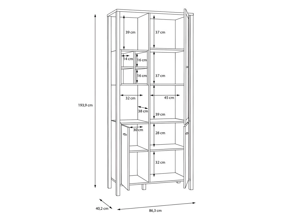 Vitrine H194 Cm Décor Noir Et Effet Chêne Avec Poignées Noir - MODE 7 Vitrine H194 Cm Décor Noir Et Effet Chêne Avec Poignées Noir - MODE – Image 5
