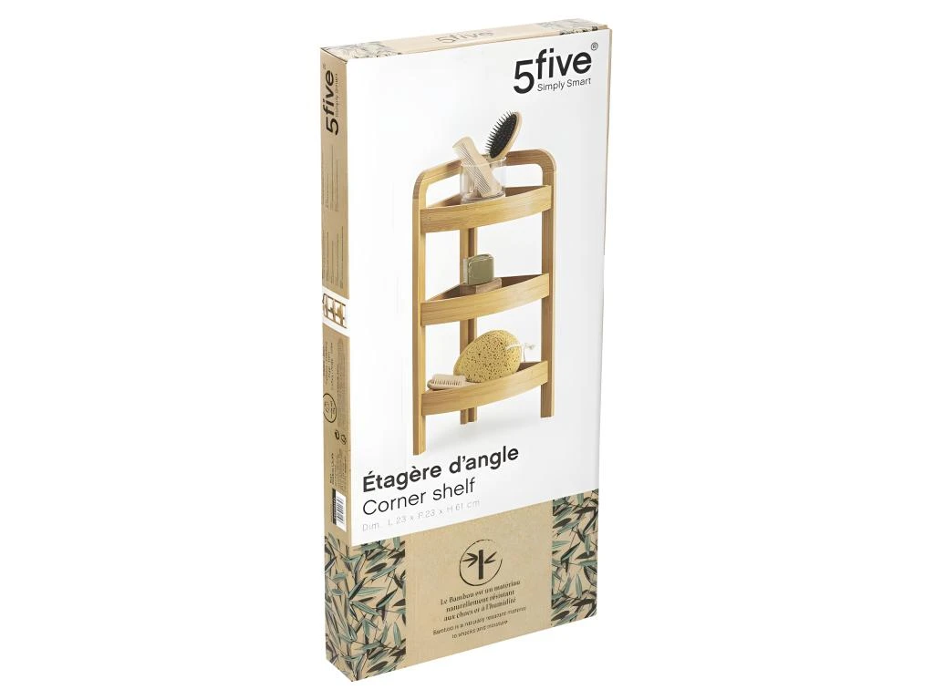 Étagère Angle 3 Niveaux En Bambou Petit Modèle - Bambou 5 Étagère Angle 3 Niveaux En Bambou Petit Modèle - Bambou – Image 3