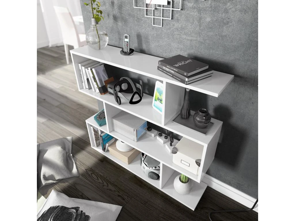 Étagère Bibliothèque Bolonia Couleur Blanche 6 Emplacements, Pour Salle à Manger Ou Bureau 5 Étagère Bibliothèque Bolonia Couleur Blanche 6 Emplacements, Pour Salle à Manger Ou Bureau – Image 3