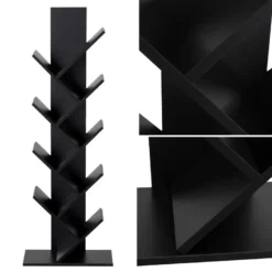 Bibliothèque 8 étagères Inclinées Noire SIMONE - HAPPY GARDEN -Pas Cher Mobiliora Magasin bibliotheque vitrine et etagere 9443439