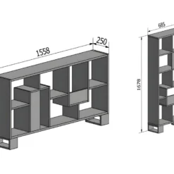 Etagere, Bibliotheque, Modele LOFT, Couleur De La Structure Chene Fonce 68,5 X 168 X 25 Cm -Pas Cher Mobiliora Magasin bibliotheque vitrine et etagere 9443583