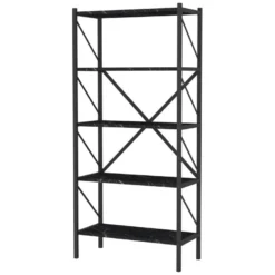Bibliothèque Vanylven à 5 Niveaux 160 X 66 X 34 Cm Marbre Noir [en.casa] -Pas Cher Mobiliora Magasin bibliotheque vitrine et etagere 9445585