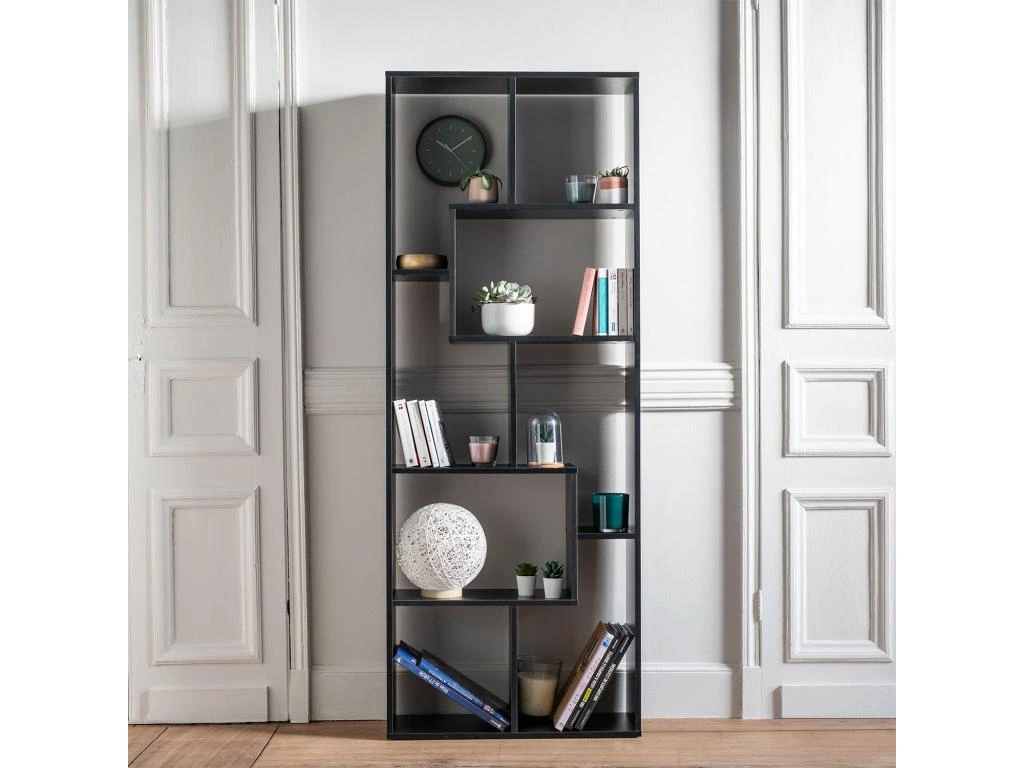 Bibliothèque 8 étagères Multiformes Noire JANE - HAPPY GARDEN 3 Bibliothèque 8 étagères Multiformes Noire JANE - HAPPY GARDEN
