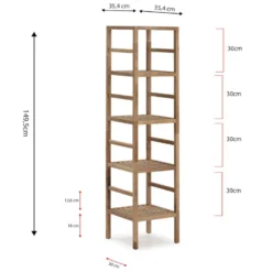 Étagère Alam En Bois De Noyer, 149,5 Cm De Haut Avec 5 Niveaux 10 Étagère Alam En Bois De Noyer, 149,5 Cm De Haut Avec 5 Niveaux -Pas Cher Mobiliora Magasin bibliotheque vitrine et etagere 9445907