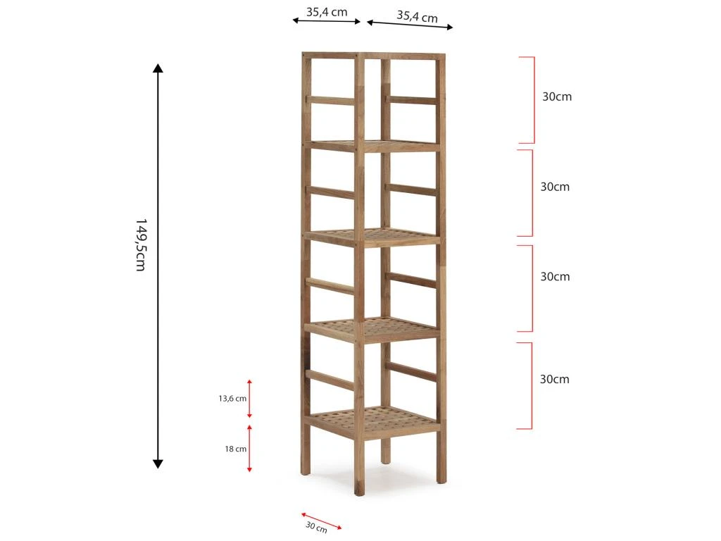 Étagère Alam En Bois De Noyer, 149,5 Cm De Haut Avec 5 Niveaux 6 Étagère Alam En Bois De Noyer, 149,5 Cm De Haut Avec 5 Niveaux – Image 4
