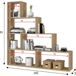 Étagère Bibliothèque Jaén Chêne 6 étagères, Pour Salle à Manger Ou Bureau 11 Étagère Bibliothèque Jaén Chêne 6 étagères, Pour Salle à Manger Ou Bureau -Pas Cher Mobiliora Magasin bibliotheque vitrine et etagere 9447155