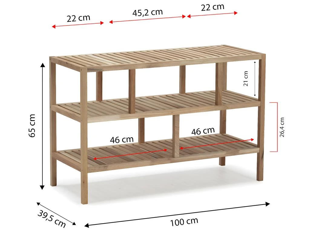 Étagère Basse Marawi 3 étagères, 100 X 39,5 X 65 Cm 6 Étagère Basse Marawi 3 étagères, 100 X 39,5 X 65 Cm – Image 4
