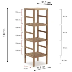 Étagère Alam En Bois De Noyer, Hauteur 117,5 Cm Avec 4 Niveaux -Pas Cher Mobiliora Magasin bibliotheque vitrine et etagere 9447891