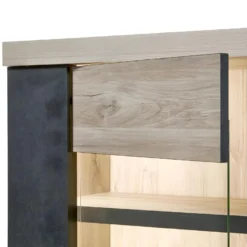 HERACLES - Vitrine 4 Portes Imitation Bois + Led -Pas Cher Mobiliora Magasin bibliotheque vitrine et etagere 9499735