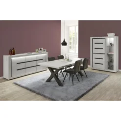 LEIF - Vitrine 3 Portes Effet Bois Grisé