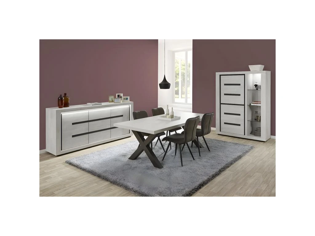 LEIF - Vitrine 3 Portes Effet Bois Grisé 3 LEIF - Vitrine 3 Portes Effet Bois Grisé