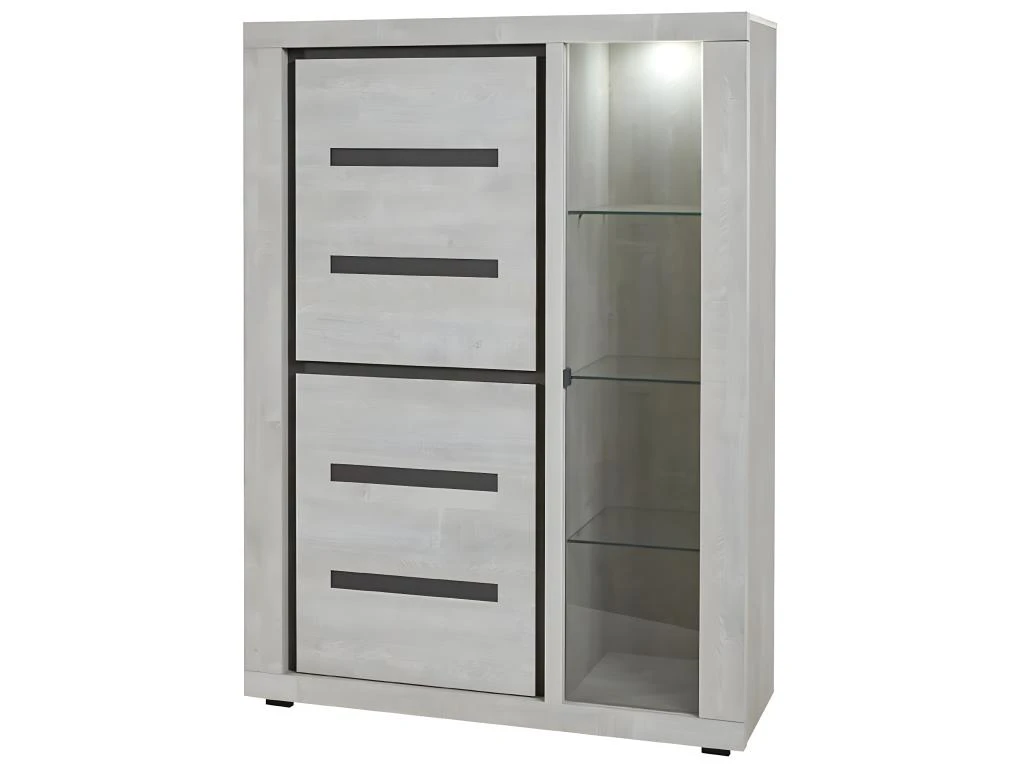 LEIF - Vitrine 3 Portes Effet Bois Grisé 4 LEIF - Vitrine 3 Portes Effet Bois Grisé – Image 2