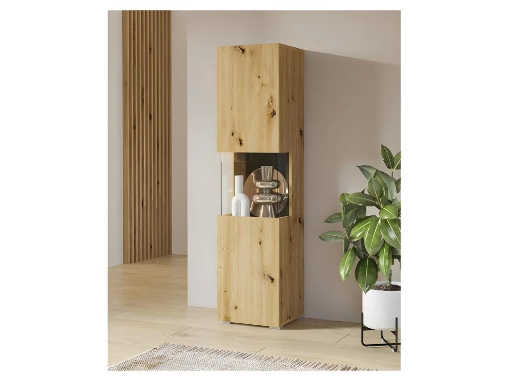 Vitrine 1 Porte Partiellement Vitrée Collection EVA. Couleur Chêne Et Noir. 3 Vitrine 1 Porte Partiellement Vitrée Collection EVA. Couleur Chêne Et Noir.