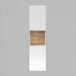 Vitrine 1 Porte Partiellement Vitrée Collection EVA. Couleur Blanc Et Chêne. -Pas Cher Mobiliora Magasin bibliotheque vitrine et etagere 9500655