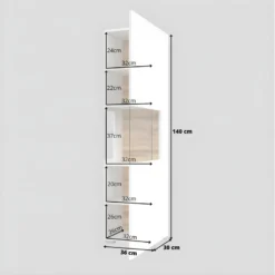 Vitrine 1 Porte Partiellement Vitrée Collection EVA. Couleur Blanc Et Chêne. -Pas Cher Mobiliora Magasin bibliotheque vitrine et etagere 9500659