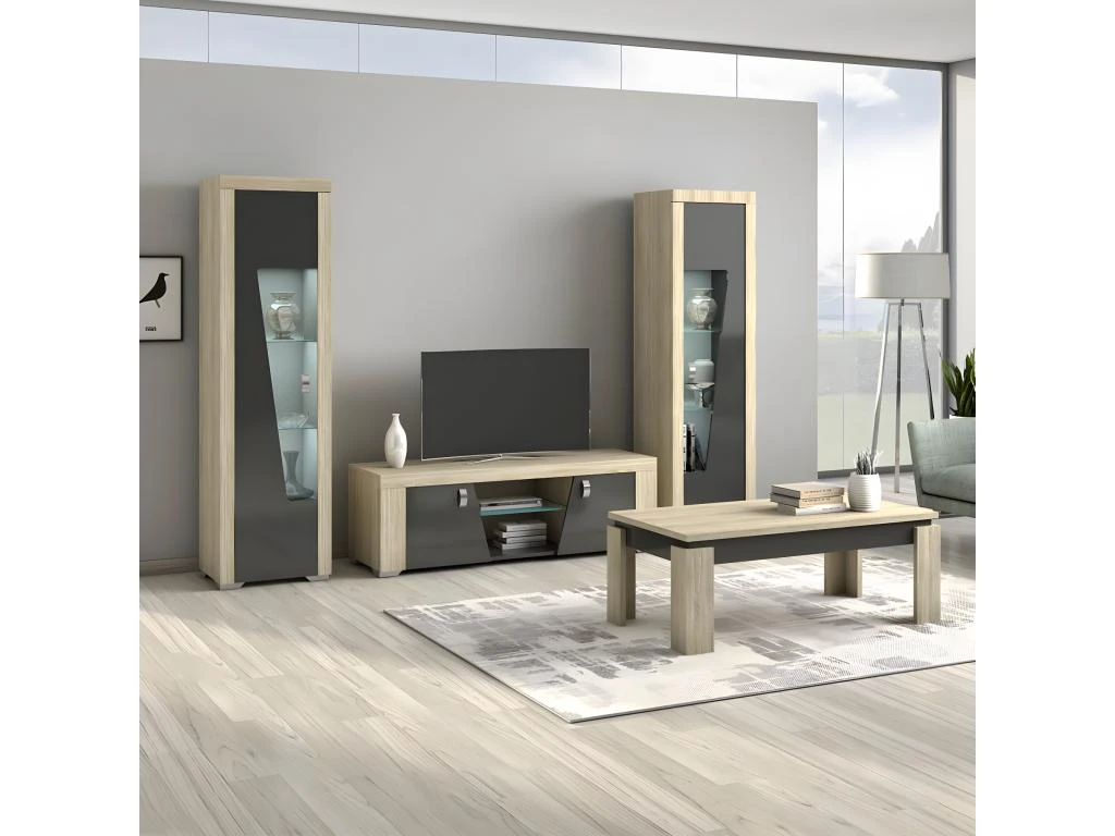 GUEST - Vitrine Droite 1 Porte Aspect Chêne Miel 3 GUEST - Vitrine Droite 1 Porte Aspect Chêne Miel