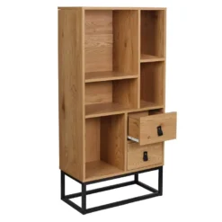 ABRIL - Bibliothèque Aspect Bois Et Pieds Métal -Pas Cher Mobiliora Magasin bibliotheque vitrine et etagere 9875103