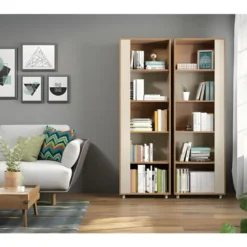 Rayonnage Hauteur 188 Cm Chêne Et Ecru 5 Niches 10 Rayonnage Hauteur 188 Cm Chêne Et Ecru 5 Niches -Pas Cher Mobiliora Magasin bibliotheque vitrine et etagere 9877171