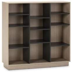 Étagère Bibliothèque Vigo 110x110 Cm , étagère Pour Bureau, Couleur Chêne Et Gris
