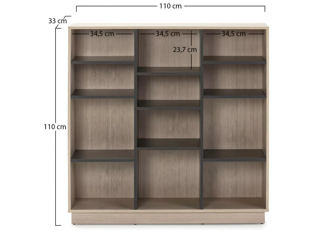 Étagère Bibliothèque Vigo 110x110 Cm , étagère Pour Bureau, Couleur Chêne Et Gris 5 Étagère Bibliothèque Vigo 110x110 Cm , étagère Pour Bureau, Couleur Chêne Et Gris – Image 3