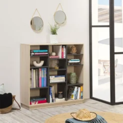 Étagère Bibliothèque Vigo 110x110 Cm , étagère Pour Bureau, Couleur Chêne Et Gris 10 Étagère Bibliothèque Vigo 110x110 Cm , étagère Pour Bureau, Couleur Chêne Et Gris -Pas Cher Mobiliora Magasin bibliotheque vitrine et etagere 9885191