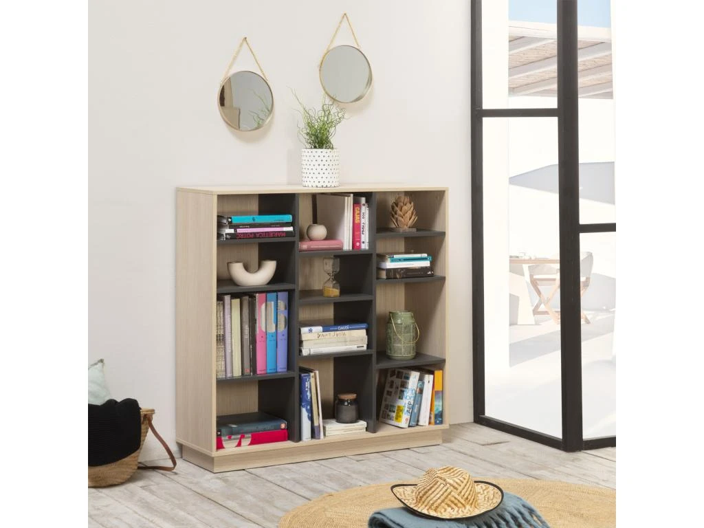 Étagère Bibliothèque Vigo 110x110 Cm , étagère Pour Bureau, Couleur Chêne Et Gris 6 Étagère Bibliothèque Vigo 110x110 Cm , étagère Pour Bureau, Couleur Chêne Et Gris – Image 4