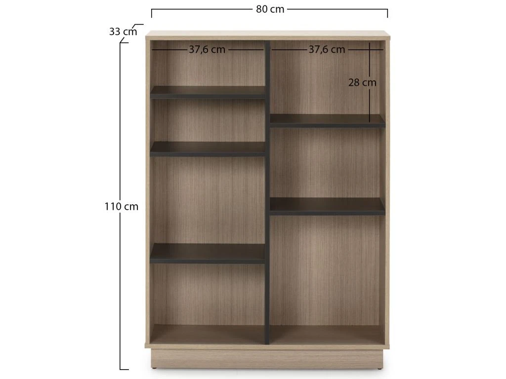 Étagère Bibliothèque Vigo 110x80 Cm , étagère Pour Bureau, Couleur Chêne Et Gris 5 Étagère Bibliothèque Vigo 110x80 Cm , étagère Pour Bureau, Couleur Chêne Et Gris – Image 3