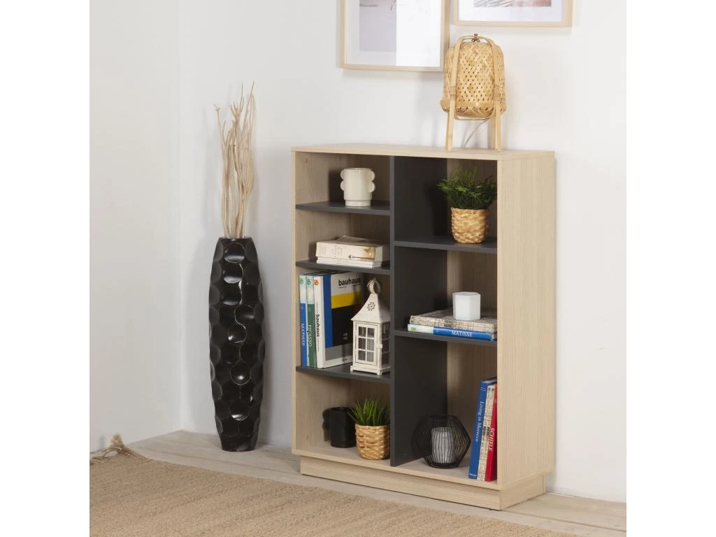 Étagère Bibliothèque Vigo 110x80 Cm , étagère Pour Bureau, Couleur Chêne Et Gris 6 Étagère Bibliothèque Vigo 110x80 Cm , étagère Pour Bureau, Couleur Chêne Et Gris – Image 4