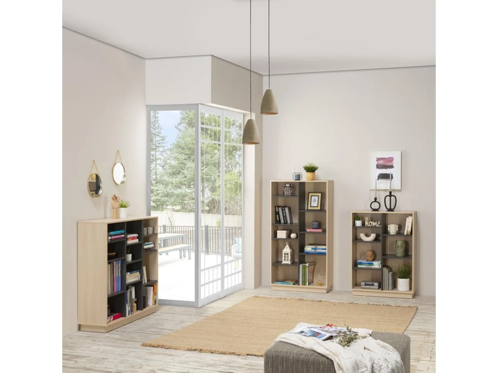 Étagère Bibliothèque Vigo 110x80 Cm , étagère Pour Bureau, Couleur Chêne Et Gris 7 Étagère Bibliothèque Vigo 110x80 Cm , étagère Pour Bureau, Couleur Chêne Et Gris – Image 5